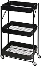 Home Pro Smart Folding Mobile Kitchen Storage Rack Semi Matte Black