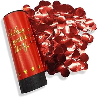 Party Time - 2 Pieces Red Confetti Push-Pop Poppers Cannon, Birthday Confetti Poppers for Party Graduation Gender Reveal Baby Shower Bridal Anniversary New Year's Wedding Party Supplies