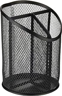 Maxi 3 Slot Metal Mesh Pen and Pencil Holder, Black