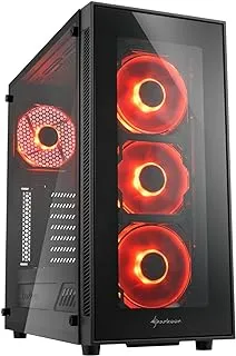 Sharkoon Tg5 Red Atx Pc Case, 3 X 120mm Front Fans, 1 X 120 mm Rear Fan, Black, Tg5 Glass Red