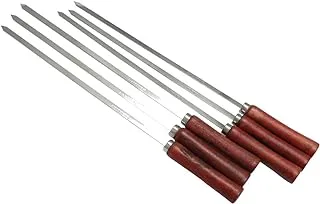 BLACKSTONE Stainless steel skewers with wooden handle bbq tool - BBQ Accessories - BBQ Tool for Steak, Potatoes, Chops, Kabob - set of 6pcs (Flat Blade) - SC006SK