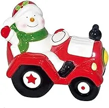 Harmony Xmas Ceramic Christmas Snowman On The Tractor Decoration13.8 * 9 * 12.2cm