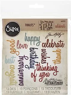 Sizzix THoltz Thinlits Die Celebration Words Scrpt