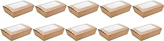 Kraft Lunch Box Medium With Window, Grease-Resistant Baked Goods Gift Boxes - Built-In Lids, Windows, Kraft Paper Brownie Boxes, For Meals And Desserts - 10 Pieces.