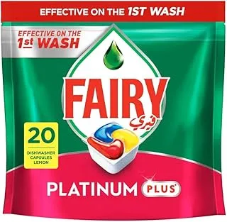 Fairy Platinum Plus Automatic Dishwasher Tablets, Lemon Scent, 20 Capsules