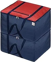 Fun Homes Small Size Foldable Travel Duffle Bag, Underbed Storage Wardrobe organizer (Red & Royal Blue)-Pack of 2