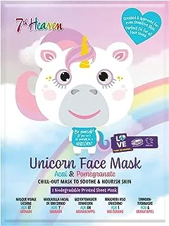 7th Heaven Unicorn Face Sheet Mask with Yuzu Fruit and Dubia Berry to Soothe and Nourish Skin