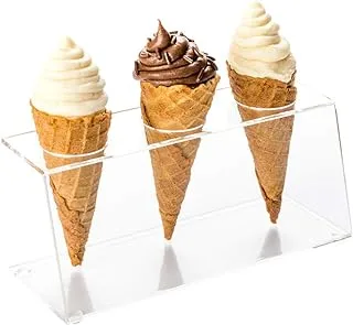 Clear Tek Clear Acrylic Ice Cream Cone Holder - 3 slots - 7