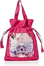 Swayam Faux Silk Draw String Closure Bag, Pink, Gut18