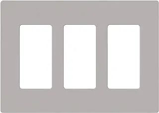 Lutron Claro 3 Gang Decorator/Rocker Wallplate, Gloss, Gray (1-Pack) | CW-3-GR