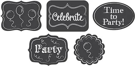 Creative Converting Chalkboard Celebration Assorted Cutouts 5 Pieces, 8 Inch Length x 6 Height