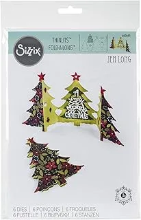 Sizzix, Multi Color, One Size Thinlits Die Set 660665, Christmas Tree Fold Jen Long, 6 Pack