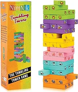 Wooden Blocks Stacking Building Game - Tumbling Tower Indoor Kid Games for Kids Ages 6-8 Year and up | 54 Pcs Wooden Blocks for Kids Ages 4-8 by NimNik