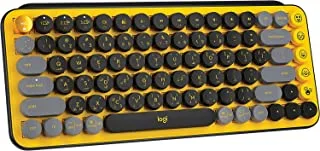 Logitech POP Keys Mechanical Wireless Keyboard with Customizable Emoji Keys, Durable Compact Design, Bluetooth or USB Connectivity, Multi Device, OS Compatible, Yellow, ARA Keyboard
