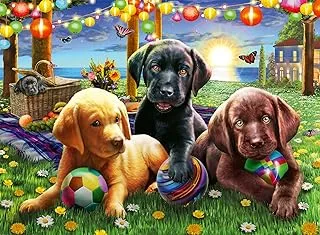 Ravensburger Puppy Picnic 100 قطعة أحجية الصور المقطوعة مع قطع كبيرة جدًا للأطفال من سن 6 سنوات فما فوق