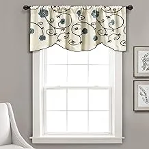 Lush Decor Royal Garden Floral Window Kitchen Curtain Valance, 18” X 42”, Blue