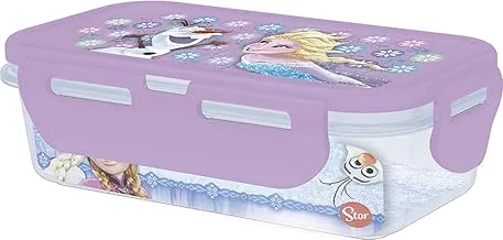 Disney Frozen Iridescent Aqua Rectangular Hermetic Food Container, 250 Ml Capacity, Purple/Clear