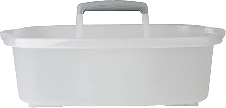 Casabella, Cleaning Handle Bucket Rectangular Storage Caddy, Clear/Silver, 1.5 Gallons, Translucent