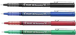 PILOT V5 PEN (أزرق + أسود + أحمر + أخضر) عبوة من 4