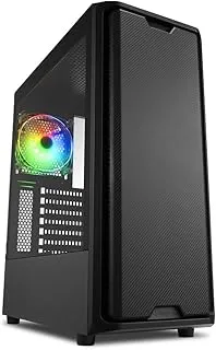 Sharkoon Carbon Fiber Style Front Panel, Max 13.2 inches (335 mm) Graphics Card, 4.7 (120 mm), Equipped with 1 ARGB Fan, Middle Tower PC Case, SK3 RGB