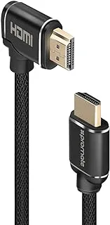 Promate 4K HDMI cable, 4K Ultra HD 150cm Mesh-Armored HDMI Cable with Right Angled Gold-Plated Connectors Cable and High-Speed Ethernet Support for all HDMI Supported Devices, ProLink4K1-150