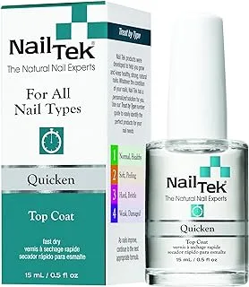 Nail Tek Quicken, Fast Drying Top Coat for All Nail Types, 0.5 oz, 1-Pack