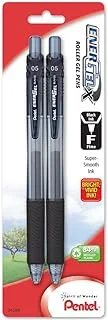 Pentel EnerGel-X قلم جل سائل قابل للسحب 0.5 مم ، رأس إبرة ، حبر أسود (عبوتان) (BLN105BP2A)