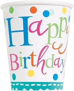 Unique Confetti Cake Birthday Beverage Cup 8 Pieces, 266 Ml Capacity