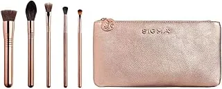 Sigma Beauty Iconic Rose Gold Brush Set, Set of 5 Makeup Brushes and Makeup Bag