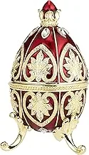 Design Toscano FH21487 Alexander Palace Collection: Polotsk Romanov Style Collectible Enameled Egg, 4 Inch, Pewter, Red And Gold