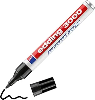 Edding 3000 Permanent Marker - Black - 1 Pen - Round Tip 1.5-3 Mm - Quick Drying Permanent Marker - Waterproof, Smudge-Proof - For Cardboard, Plastic, Wood, Metal - Universal Marker