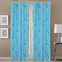 Queenzliving Secret Linen Curtain, Door 7 Feet- Pack Of 2, Sky Blue