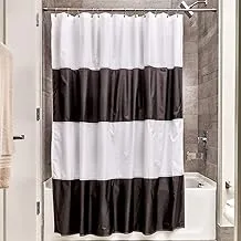 Interdesign Zeno Water Repellent Shower Curtain, Modern Black & White Stripes, 54” X 78”, Stall - Mold/Mildew Resistant Design Standard 26910