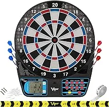 Viper 787 electronic dartboard, ultra thin spider for increased scoring area, free floating segments, locking segment holes for fewer bounceouts, automatic scoring