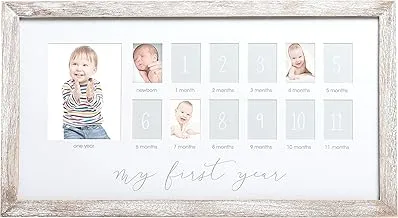 Pearhead My First Year Photo Moments Baby Keepsake Picture Frame, Baby’S Mother’S Day Accessory, Gender-NEUtral Milestone Nursery Décor, Rustic