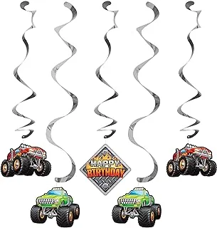 Creative Converting Monster Truck Rally Dizzy Danglers, Assorted, 5 Pieces, Assorted