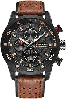 COOLBABY Men's Water Resistant Leather Chronograph Watch