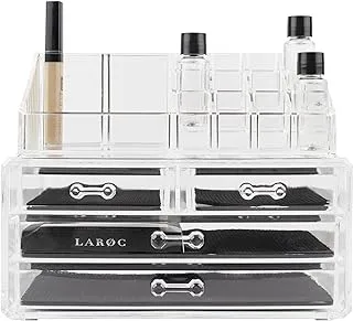 Clear Acrylic Cosmetic Organizer MakEUp Holder Display Case 4 Drawer