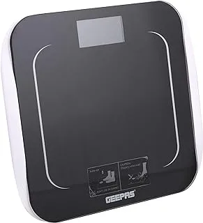 Geepas Digital Personal Scale, Tempered Glass Platform, GBS4219 | Low Power & Overload Indication | LCD Display | Auto On/ Off | 180kg Capacity | 2 Years Warranty