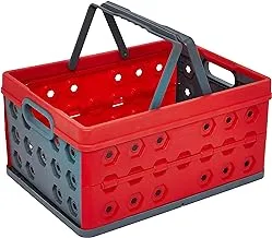 Cosmoplast 32L Foldable Basket, Collapsible Storage Crate, Red