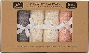 Hotel Linen Klub DEYARCO Glofresh Anti Microbial 100% Cotton Face Towel 6Pcs Set Size 30 X Cm Multicolor