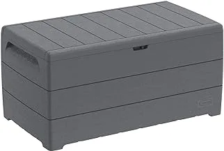 Cosmoplast Plastic Cedargrain Deck Storage Box 416 Liters For Indoors And Outdoors (Dark Grey)