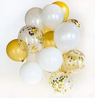 Party Propz 15 Pcs Silver,Golden Chrome and Confetti Balloons