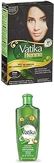 Vatika Henna Hair Color Deep Black 6 * 10G + Vatika CactUS Hair Oil