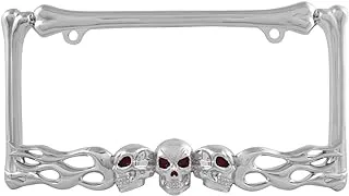 Pilot Automotive WL263-C Chrome 'Skull and Flame' License Plate Frame