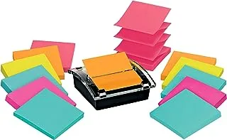 Post-it Sheet Super Sticky Note and Dispenser Value Pack, 3 in x 3 in, 12 Pads, Assorted Colors (DS330-SSVA)