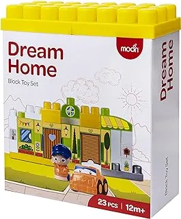 MOON Dream Home - مجموعة ألعاب مكعبات البناء - مجموعة مكعبات البناء الملونة للأطفال الصغار مع موضوع المنزل - مجموعة ألعاب الأنشطة الإبداعية هدية للأولاد والبنات - 23 قطعة - 12 شهرًا أو أكثر