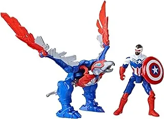 Marvel Mech Strike Mechasaurs, 4-Inch Captain America with Redwing Mechasaur Action Figures, Super Hero Toys for Kids Ages 4 and Up