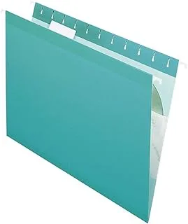 Pendaflex Reinforced Hanging File Folders، Letter Size، Aqua، 1/5 Cut، 25 / BX (4152 1/5 AQU)