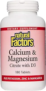 Natural Factors Calcium and Magnesium Citrate with D3 180 Tablets